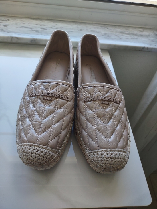 Karl Lagerfeld Shoes - Karl Lagerfeld Quilted Taupe Espadrille Slip-Ons